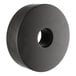 A black circular rubber donut with a hole in the middle.