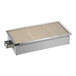 A stainless steel metal box with a lid.