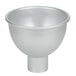 An American Metalcraft silver aluminum funnel with a black handle on a white background.