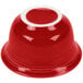 A red Fiesta china bouillon bowl with a white rim.
