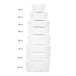 A stack of Fold-Pak white microwavable paper take-out boxes.