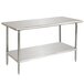 An Advance Tabco stainless steel work table with undershelf.