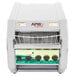 An APW Wyott conveyor toaster with analog controls and a basket.