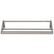 A stainless steel wall mounted rack with tubular shelves.
