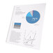 A close-up of Swingline ProClick white presentation paper with a graph and pie chart on it.