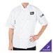 A man wearing a white Mercer Culinary chef's coat.