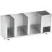 A Vollrath stainless steel countertop lid holder with four compartments.