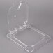 A clear plastic container with a clear lid with a notch in the middle.