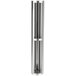 A stainless steel two-tier shelf for lids.