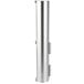 A silver stainless steel cylindrical lid holder with two tiers and holes.
