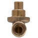 A brass Cooking Performance Group orifice elbow threaded pipe fitting.