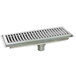 A stainless steel Eagle Group floor trough with stainless steel grating over the drain.