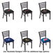 A black Holland Bar Stool chair with a logo on the padded seat.