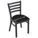 A Holland Bar Stool black steel chair with black padded seat and back.