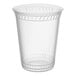 A clear 12 oz. compostable plastic cold cup.