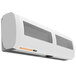 A white rectangular Schwank surface mounted air curtain with holes.