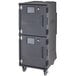 A large grey Cambro Pro Cart Ultra non-electric food holding cabinet with wheels and a door.