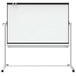 A silver and graphite Quartet mobile presentation easel with a white board on wheels.