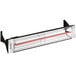 A black Schwank electric patio heater with a red stripe.