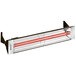 A red and bronze Schwank 2 stage indoor/outdoor patio heater with red lights.
