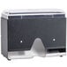 A black and silver Vollrath Straw Boss dispenser box with a clear lid.