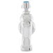 A chrome T&S mop sink faucet with blue lever handle and blue index.
