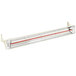 A white rectangular Schwank outdoor patio heater with red lines on the sides.