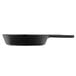 A black Elite Global Solutions faux cast iron fry pan with a handle.