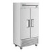 A white True T-35-HC reach-in refrigerator with black handles.