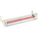 A white and red Schwank 2 stage electric patio heater.