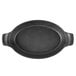 A black oval platter with handles.