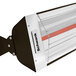 A Schwank electric mineral bronze patio heater with red trim.