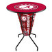 A round bar height table with the University of Alabama logo on it.