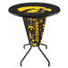 A Holland Bar Stool University of Iowa LED pub table with the Iowa Hawkeyes logo on it.