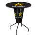 A black round Holland Bar Stool table with a United States Army logo on it.