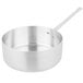 A silver aluminum Vollrath sauce pan with a handle.