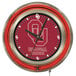 A white and red Holland Bar Stool University of Oklahoma 15" neon clock.