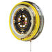 A white Holland Bar Stool clock with the Boston Bruins logo in neon.