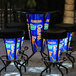 A University of Florida Gators blue and orange LED pub table with a round metal frame and logo on the top.