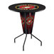 A black and red Holland Bar Stool United States Marine Corps pub table with the Marine emblem lit up in the center.
