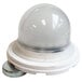 A white round metal pub table with a Notre Dame logo on top and a round base with a white LED light inside.