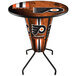 a table with a logo on it