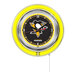 A Holland Bar Stool Pittsburgh Penguins neon clock with a logo on it.