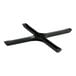 A black plastic Lancaster Table & Seating cross table base plate with four holes.