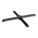 A black metal cross with four holes.