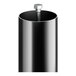 A black cylindrical bar height table base column and rod with a metal cap on top.
