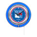 A Holland Bar Stool New York Rangers neon clock with a logo on it.
