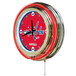 A white Holland Bar Stool clock face with the Washington Capitals logo in red and blue neon.