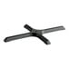A black metal Lancaster Table & Seating cross table base plate with four screws.