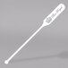 A white plastic paddle stirrer with a crown logo.